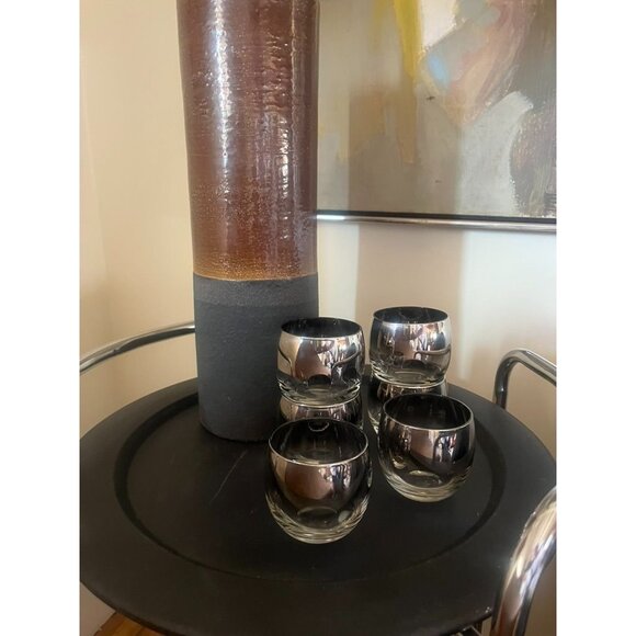 Mid Century Silver Fade RolyPoly 8 oz. Cocktail Glasses Set Of 6 Dorothy Thorpe - Picture 2 of 3